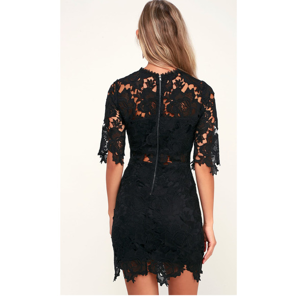 Lulus A Fine Romance Black Lace Sheath Mini Dress Size M NWT - Picture 5 of 11